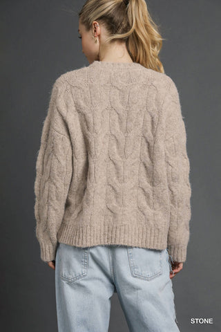 Cable Knit Cozy Sweater in Stone