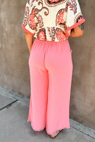 Little Lady Frayed Linen Pants