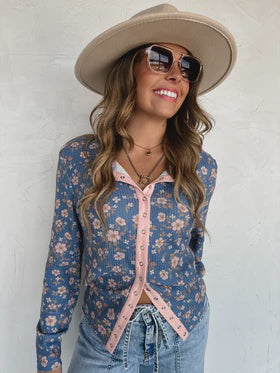 Kori Snap Button Waffle Top