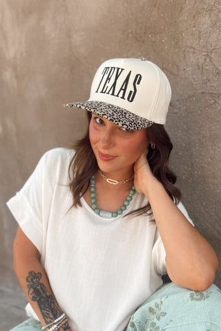 Texas Embroidered Trucker Hat - Black Leopard