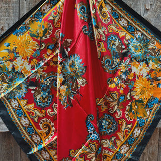 Black and Red Floral Paisley Wild Rag Scarf