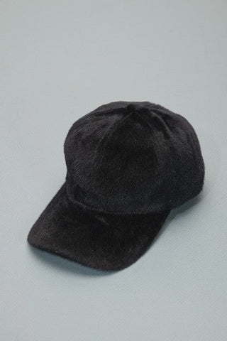Faux Fur Cozy Baseball Cap - Black