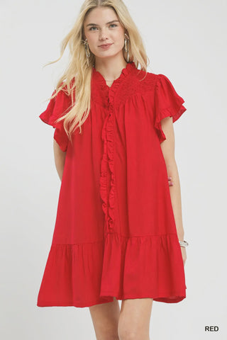 Red Ruffle Mini Dress
