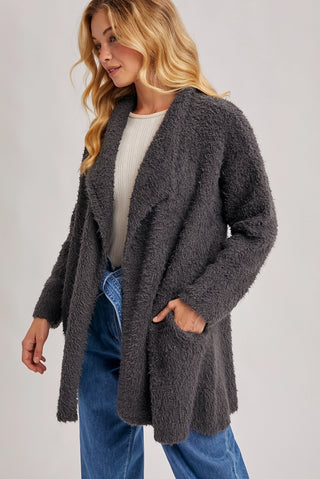 Ash Fuzzy Drape Cardigan