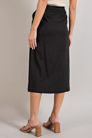 Button Down Midi Skirt - Black