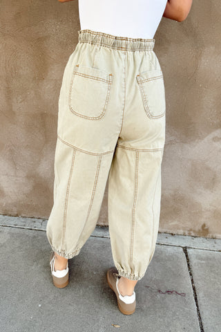 Stone Wash Twill Joggers