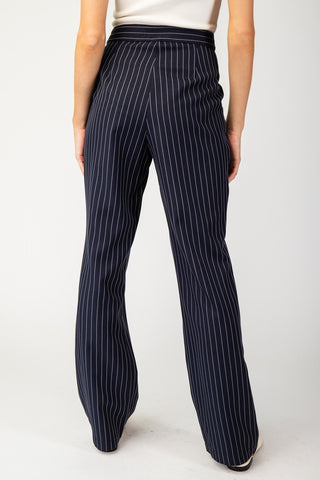 Pocket Striped Pants - Navy