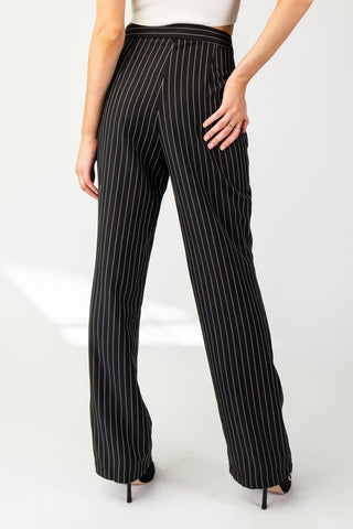 Pocket Striped Pants - Black