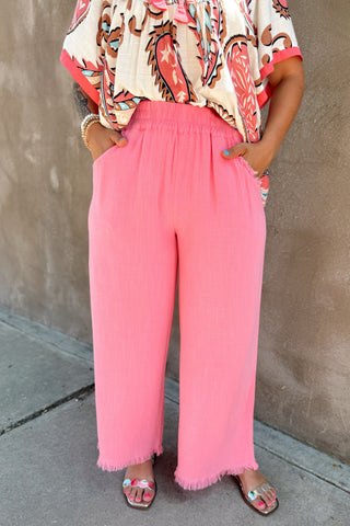 Little Lady Frayed Linen Pants