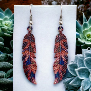 Autumn Feather Dangle Earrings