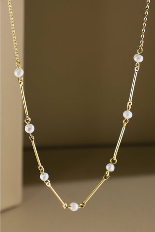 Fresh Pearl & Bar Half Station Necklace