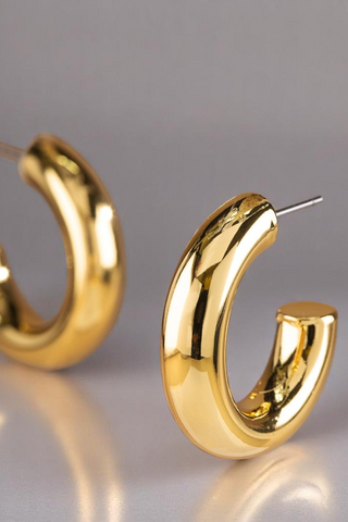 18K Gold Plated Smooth Hoop Earring