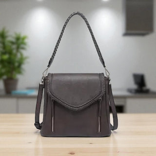 Lorelei Double Zip Whipstitch Trim Crossbody - Espresso