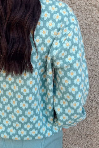 Mint Abstract Print Sweater