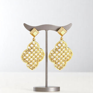 Gold Woven Lattice Pattern Earrings