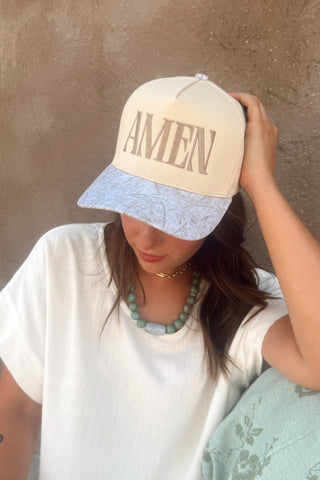 Amen Embroidery Trucker Hat - White Camo