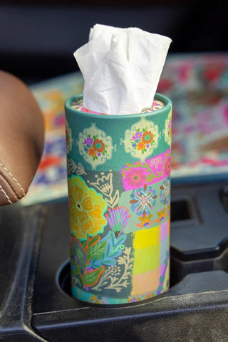 Set of 3 Car Tissues - Pink Floral Patchwork
