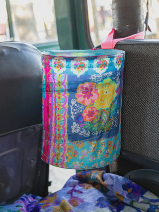 Pop-Up Car Trash Can -Pink Floral Patchwork