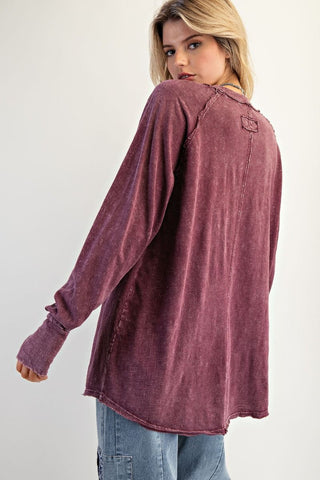 Swan Graphic Front Mineral Washed Cotton Slub Knit Top