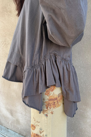 Layered Ruffle Tunic in Charcoal