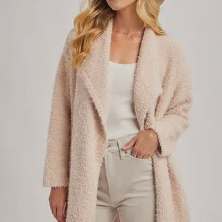 Fuzzy Drape Cardigan - Oatmeal