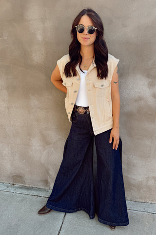 Dark Denim Extra Wide Palazzo Jeans