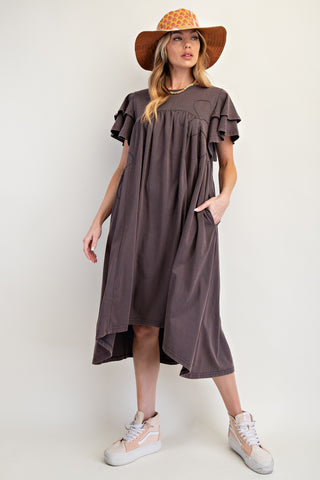 Flower Patch Mineral Wash Dress - Ash