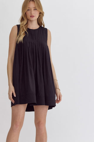 Black Pleated Babydoll Dress