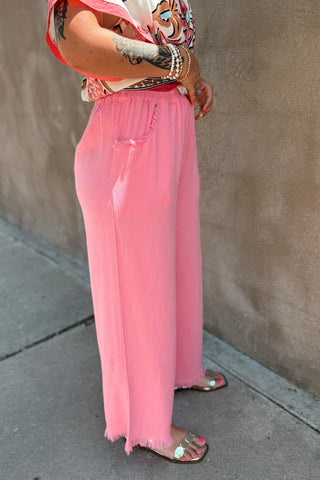 Little Lady Frayed Linen Pants