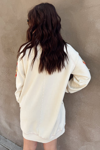 Cream Star Patch Terry Dress