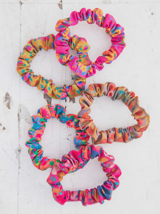 Mixed Scrunchie S/5 Pink Floral