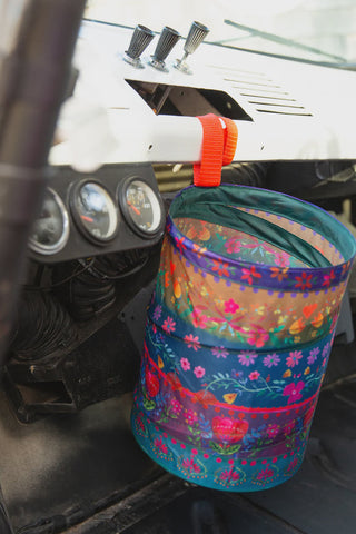 Pop Up Car Trash Can - Floral Border