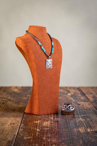 Horse Head Pendant Necklace & Earrings Set