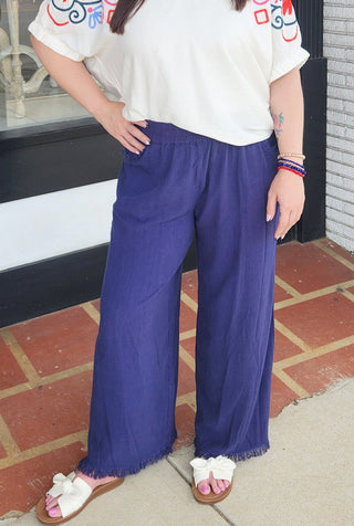 Little Lady Frayed Linen Pants