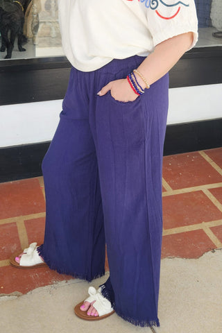 Little Lady Frayed Linen Pants