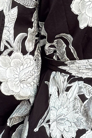 Black & White Floral Button Front Dress