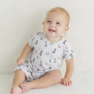 Cowboy Bamboo Short Sleeve Romper