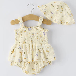 Floral Smocked Romper & Hat