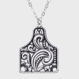 925 Sterling Silver Cattle Tag Necklace