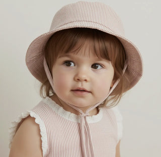 Organic Bucket Hat - Coral Stripes