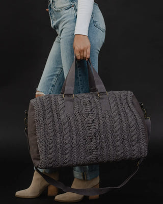 Gray Cable Knit Duffle