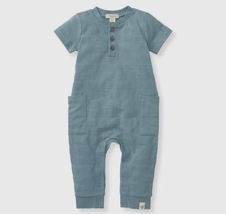 Smoke Blue Dotted Jacquared Jumpsuit