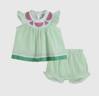 Watermelon Smocked Dress & Bloomer Set