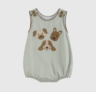 Green Dog Applique Bubble Romper