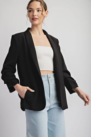 Scrunch Sleeve Blazer - Black