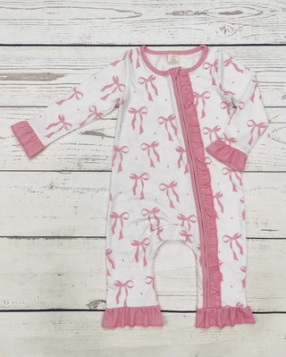 Baby Girl Bow Zip Romper