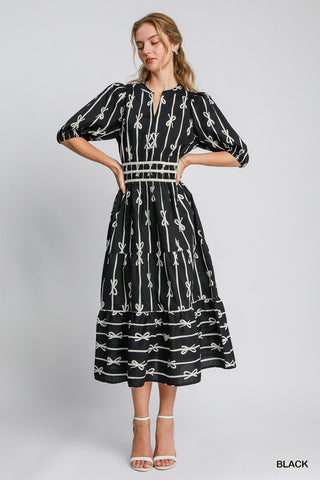 Black Bow Stripe Dress