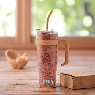 Wide Wyoming Tumbler - Brown with Tooling