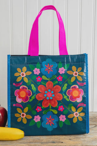 Insulated Lunch Bag - Navy Folk Flower