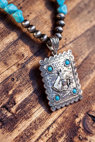 Horse Head Pendant Necklace & Earrings Set